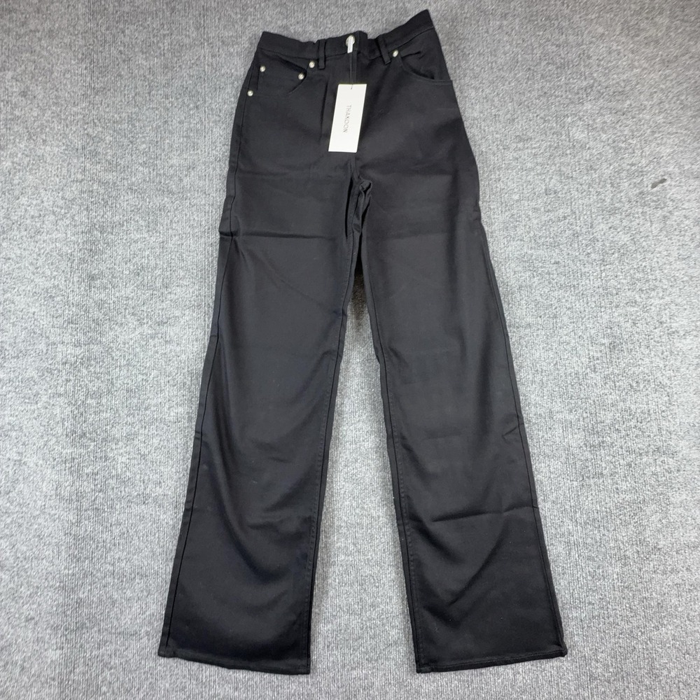 Thakoon Jeans Womens 4 Black High Rise Relaxed Straight Stretch Denim Pants